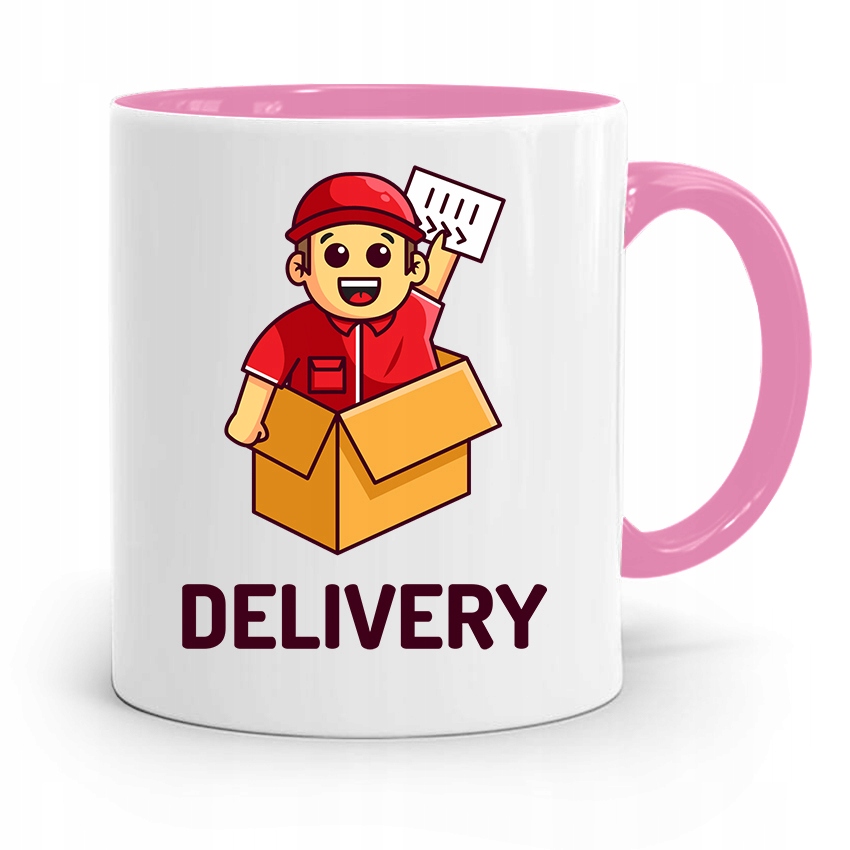 Kubek Różowy Dla Kuriera Express Delivery Man Z Nadrukiem Ze Zdjęciem