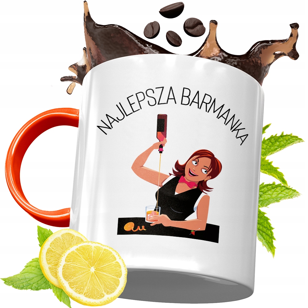 Kubek Pomarańczowy Dla Barmana Prezent Z Nadrukiem Ze Zdjęciem