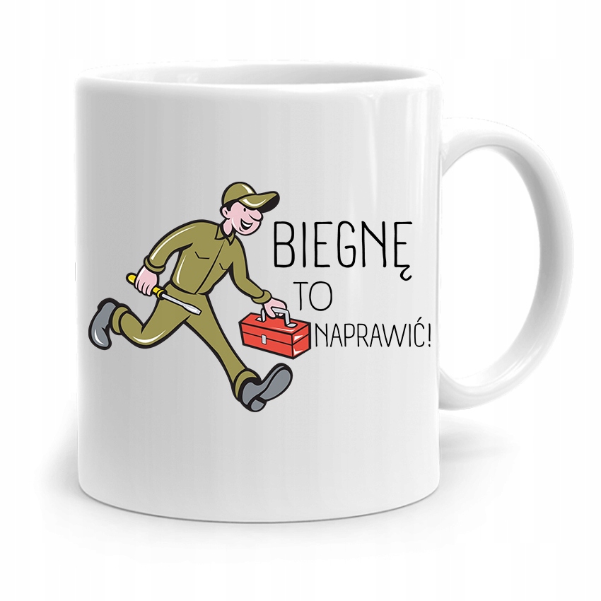 Kubek Prezent Dla Mechanika Biegnę To Naprawić! Z Nadrukiem Ze Zdjęciem