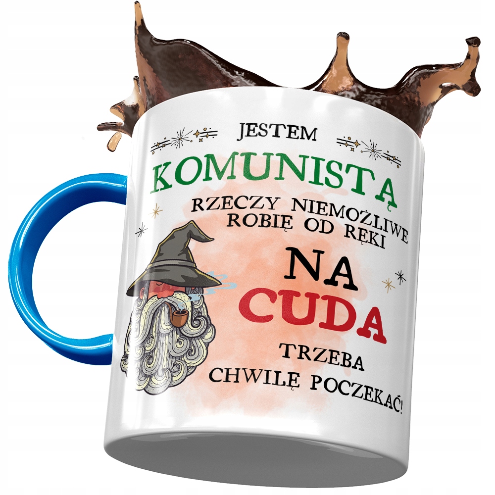 Kubek Błękitny Dla Komunisty Na Cuda Prezent Z Nadrukiem Ze Zdjęciem