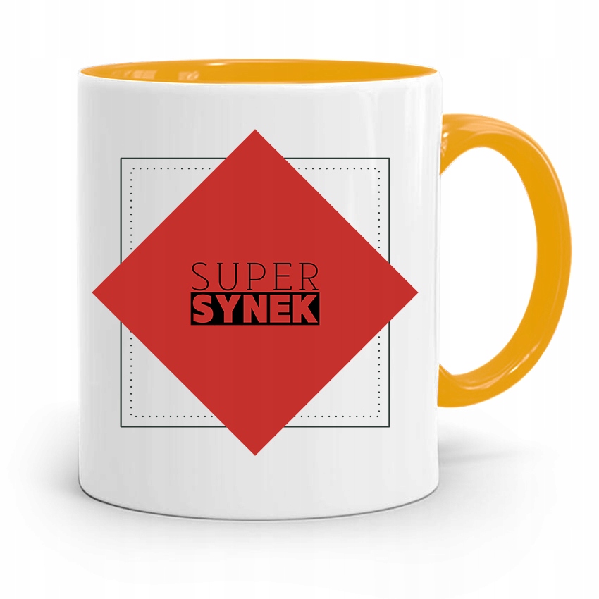 Kubek Żółty Prezent Dla Syna Dziecka Super Synek Z Nadrukiem Ze Zdjęciem