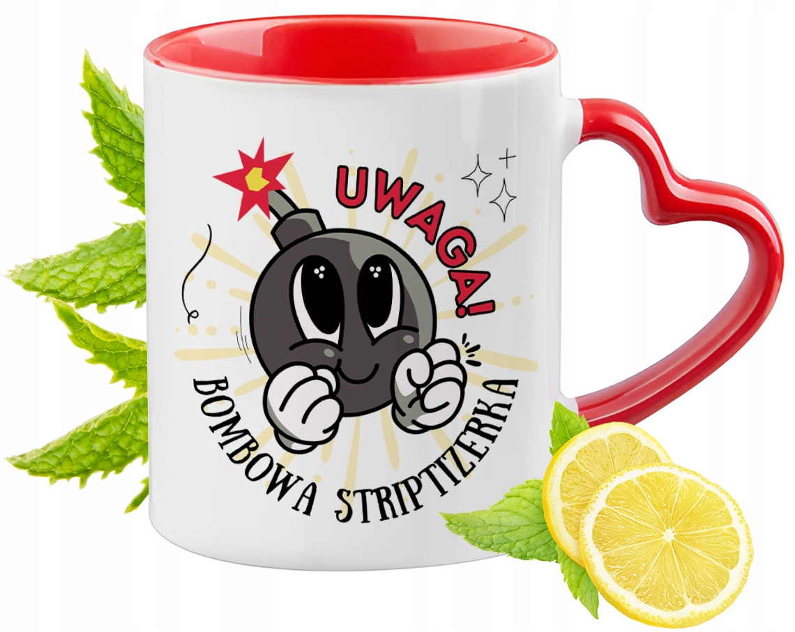 Kubek Czerwony Z Uszkiem W Kształcie Serca Dla Striptizerki Na Prezent