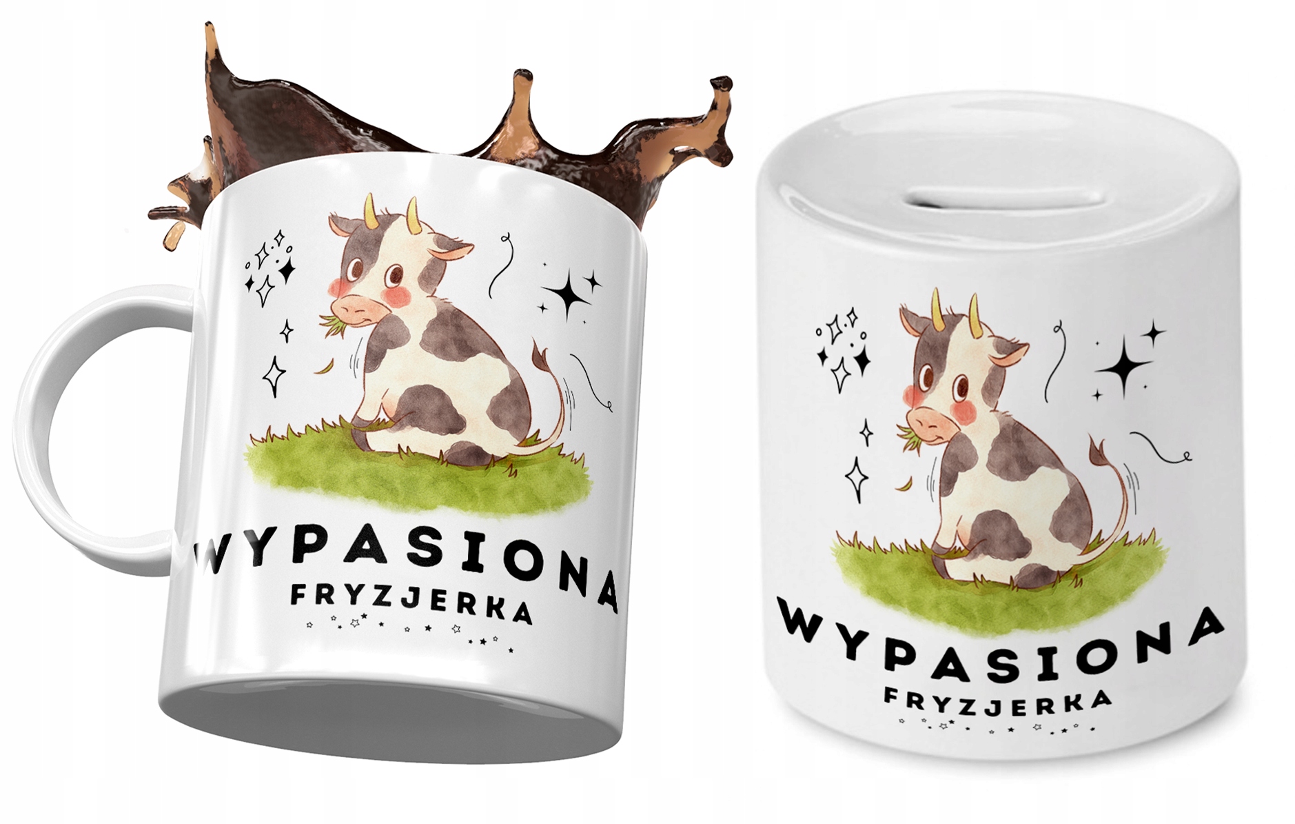 Dla Fryzjerki Zestaw Kubek + Skarbonka Prezent Z Nadrukiem Ze Zdjęciem