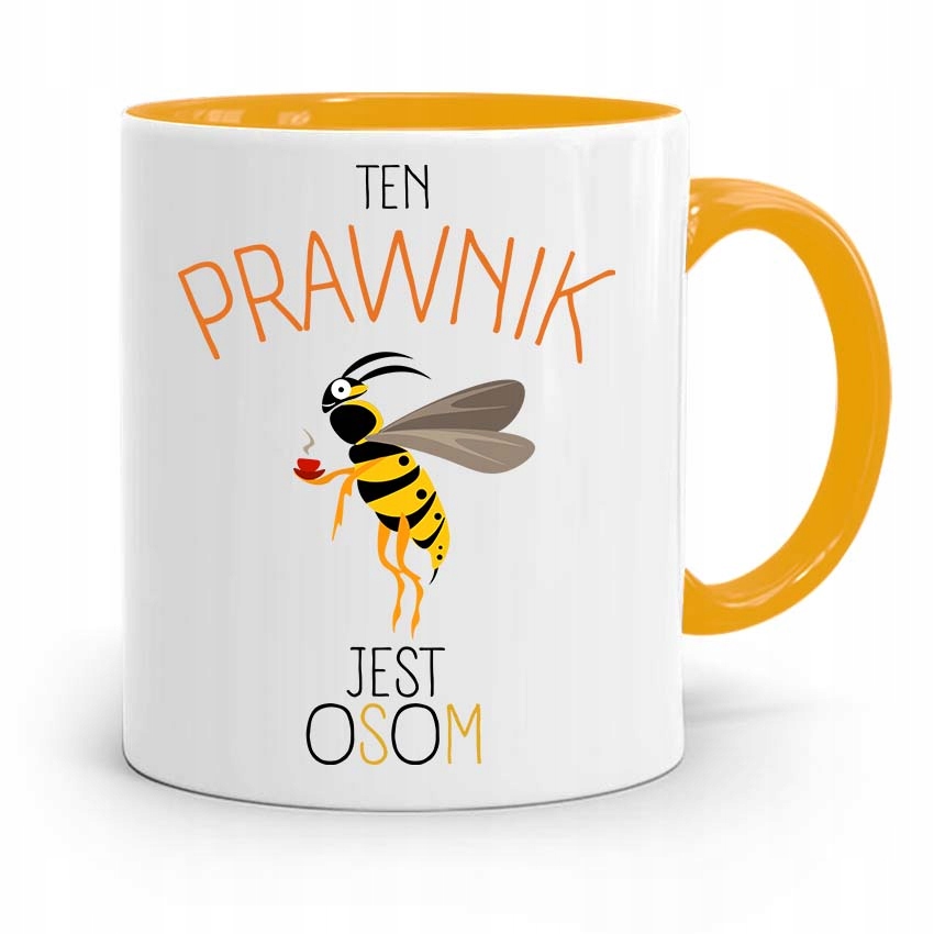 Kubek Żółty Prawnika Mecenasa Który Jest Osom Z Nadrukiem Ze Zdjęciem