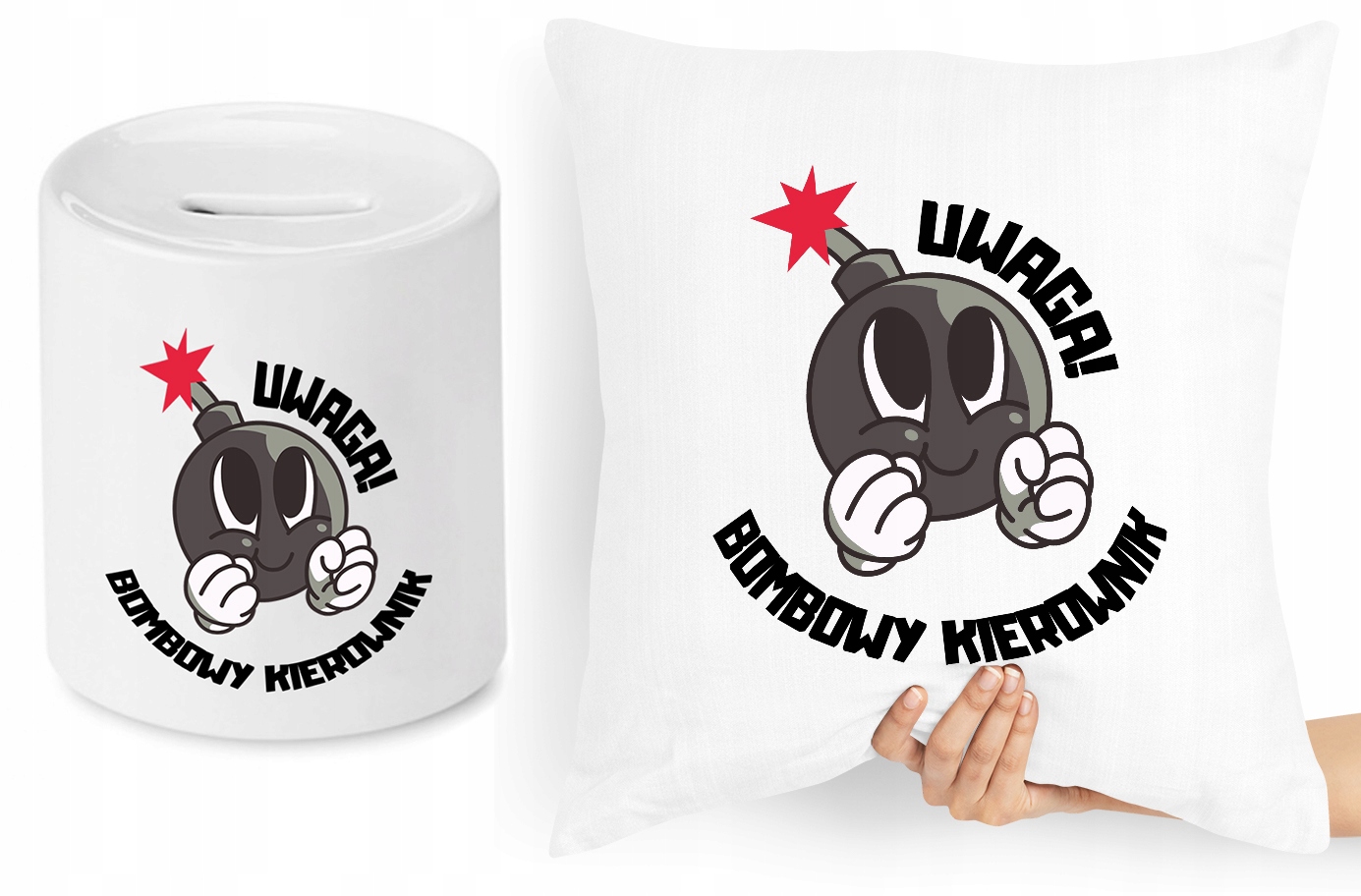 Dla Kierownika Zestaw Poduszka + Skarbonka Prezent Z Nadrukiem Ze Zdjęciem