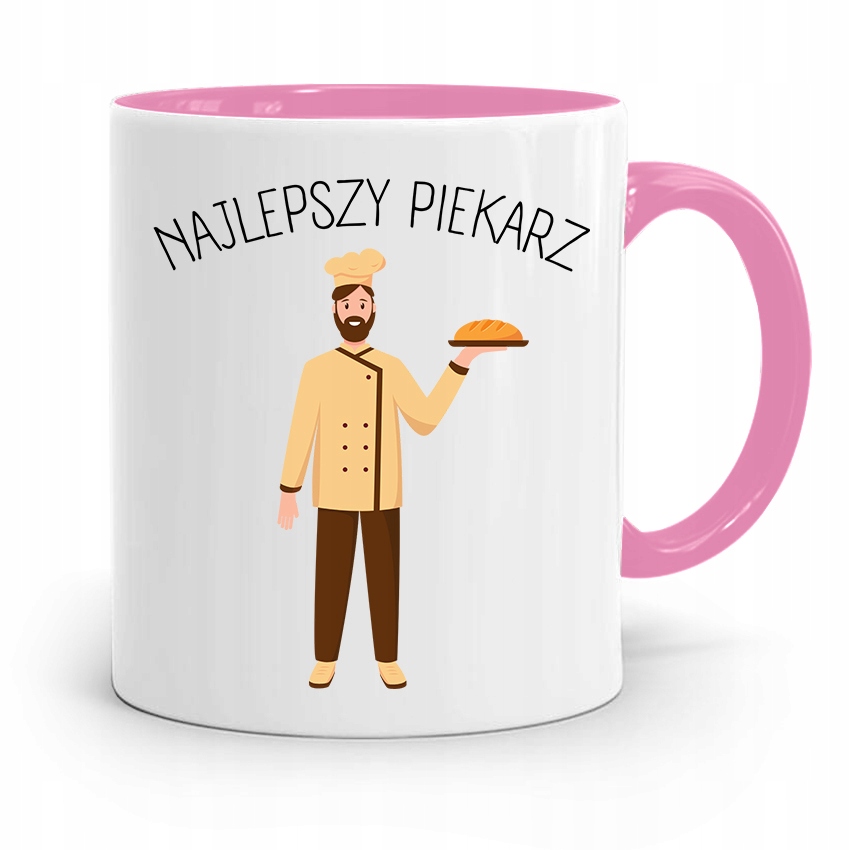 Kubek Różowy Dla Piekarza Najlepszy Piekarz Z Nadrukiem Ze Zdjęciem