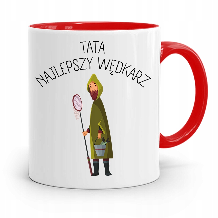 Kubek Czerwony Dla Taty Ojca Najlepszy Wędkarz Z Nadrukiem Ze Zdjęciem