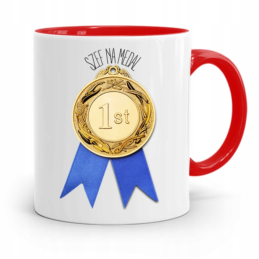 Kubek Czerwony Dla Szefa Szef Na Medal Prezent Z Nadrukiem Ze Zdjęciem