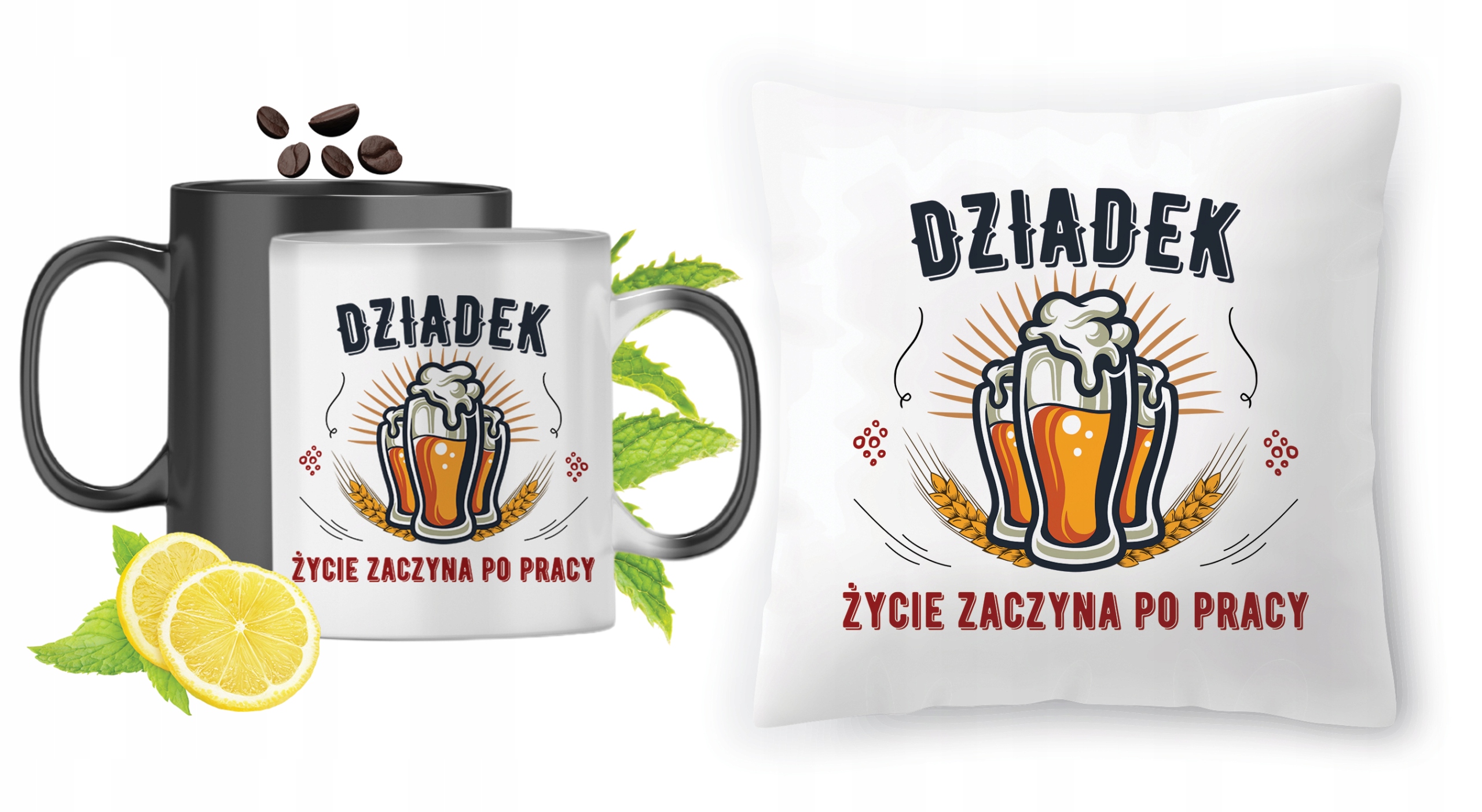 Dla Dziadka Zestaw Kubek Magiczny + Poduszka Z Nadrukiem Ze Zdjęciem