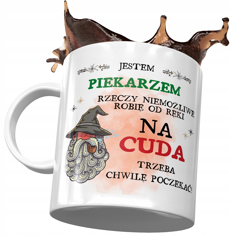 Kubek Dla Piekarza Na Cuda Trzeba Poczekać Prezent Z Nadrukiem Ze Zdjęciem