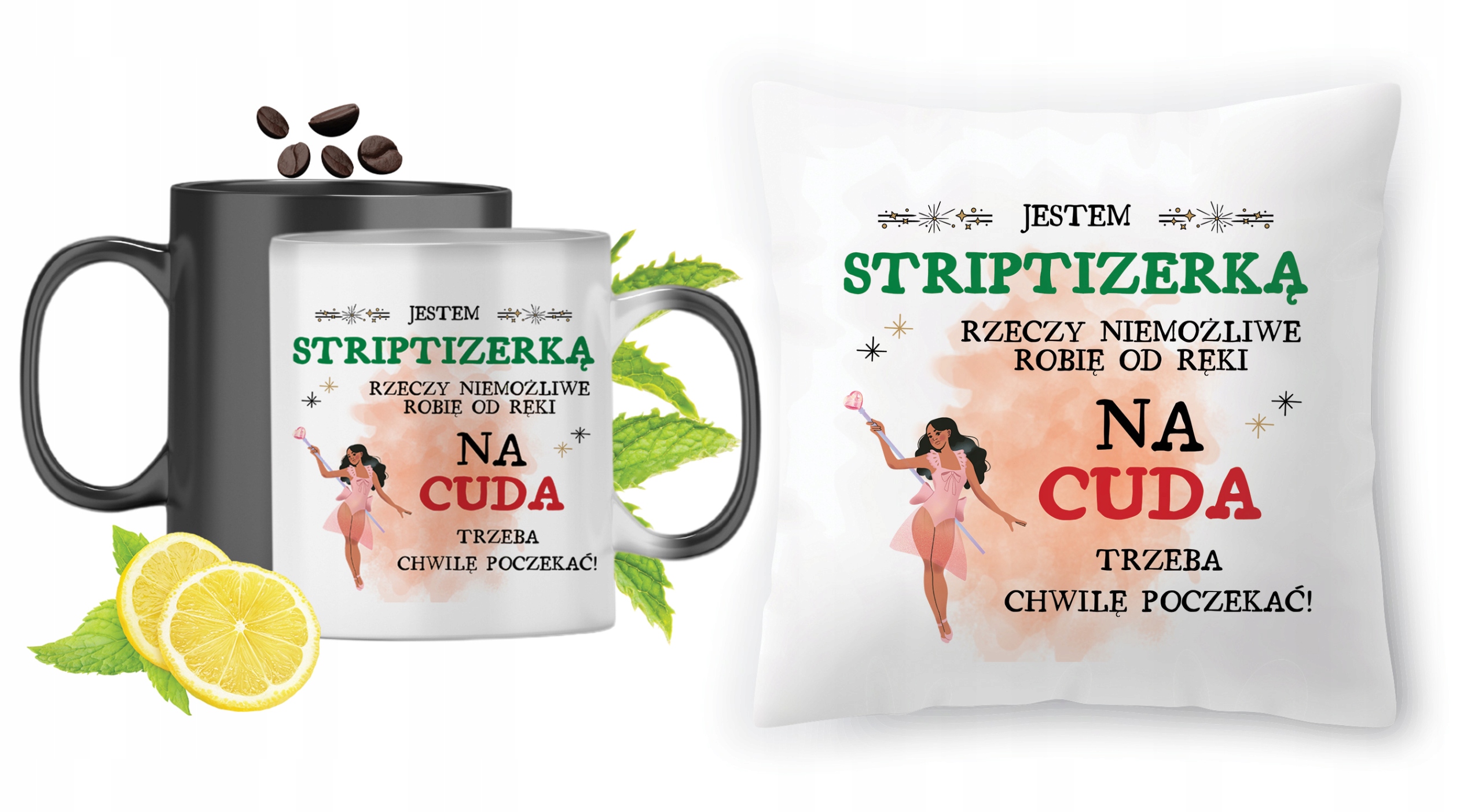 Dla Striptizerki Zestaw Kubek Magiczny + Poduszka Z Nadrukiem Ze Zdjęciem