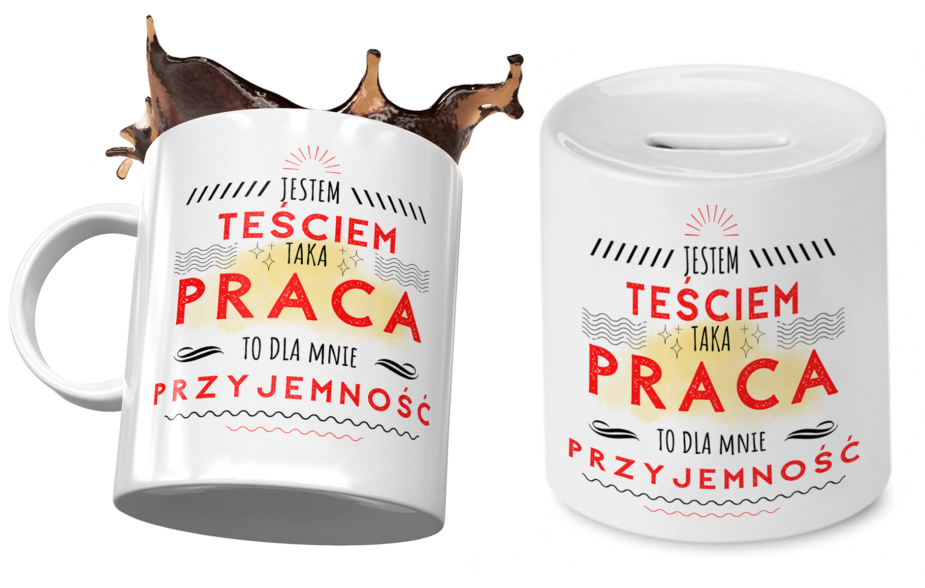 Dla Teścia Zestaw Kubek + Skarbonka Na Prezent Z Nadrukiem Ze Zdjęciem