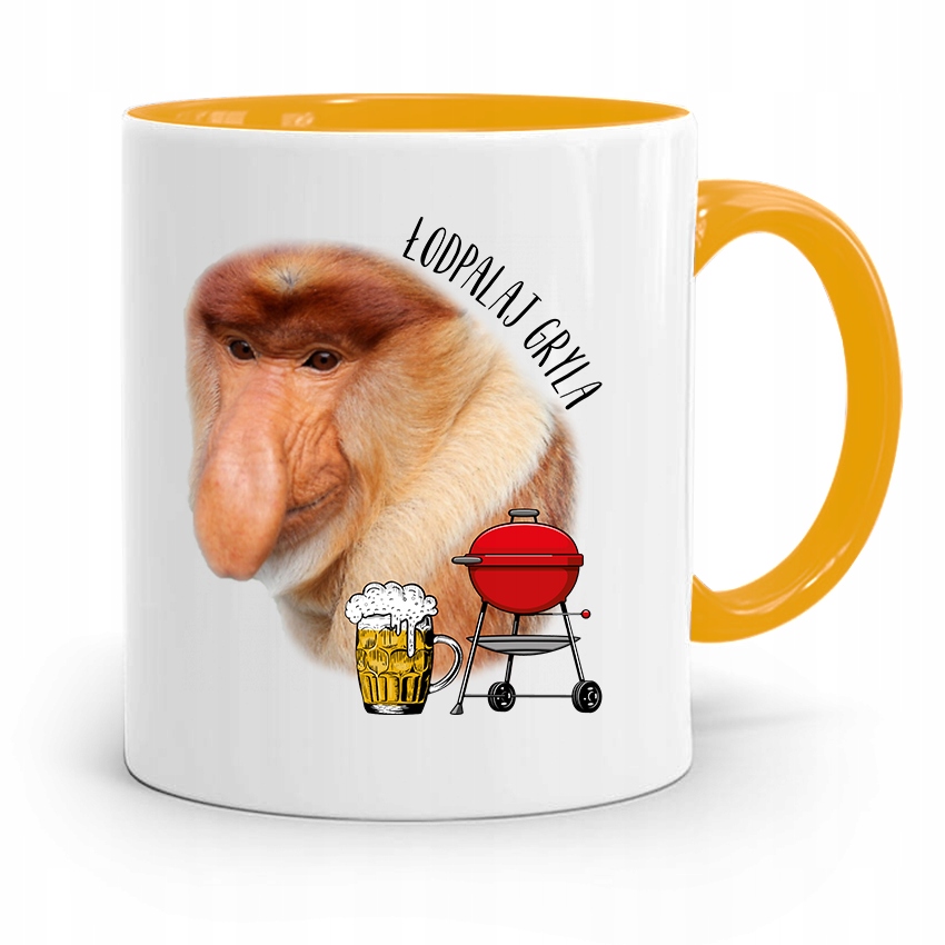 Kubek Żółty Nosacz Janusz Łodpalaj Gryla Prezent Z Nadrukiem Ze Zdjęciem