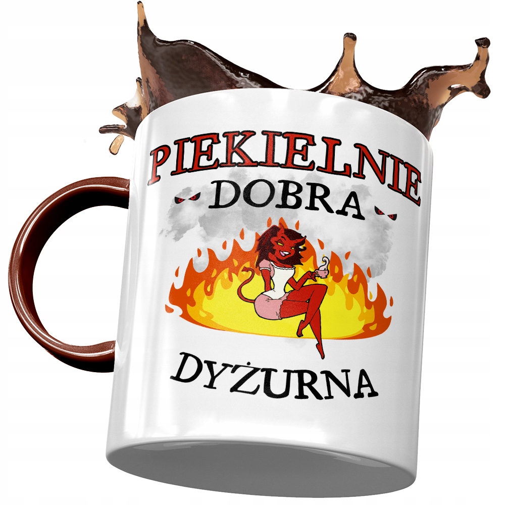Kubek Bordowy Dla Dyżurnej Piekielnie Dobra Z Nadrukiem Ze Zdjęciem
