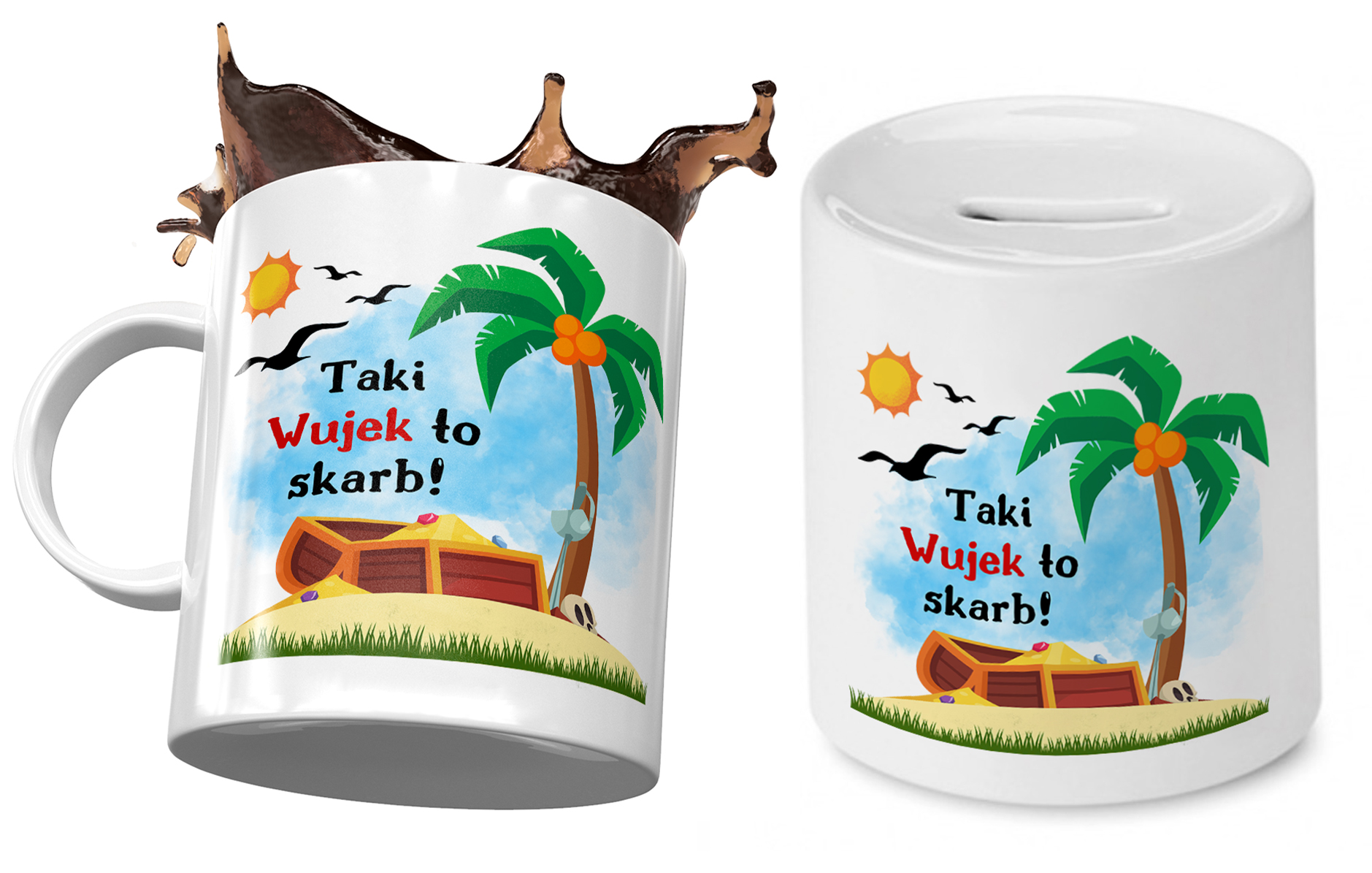 Dla Wujka Zestaw Kubek + Skarbonka Na Prezent Z Nadrukiem Ze Zdjęciem