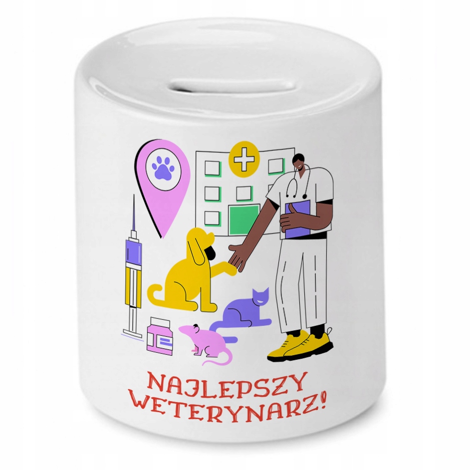 Skarbonka Dla Weterynarza Najlepszy Weterynarz Z Nadrukiem Ze Zdjęciem