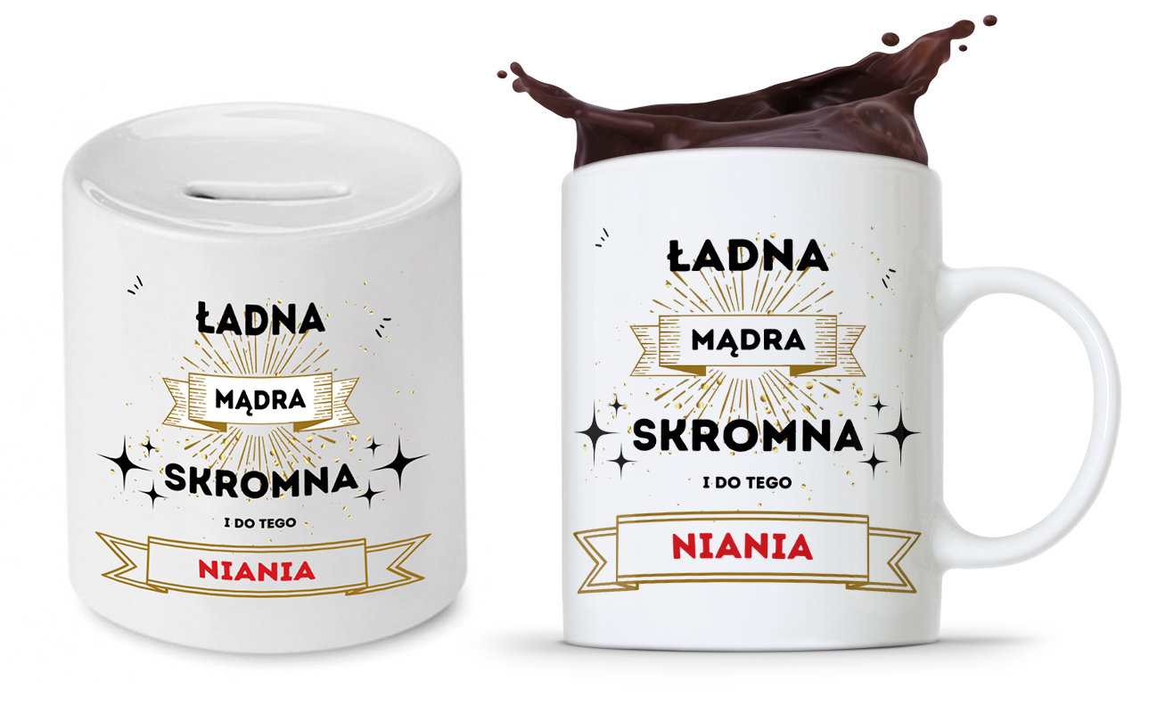 Zestaw Dla Niani Opiekunki Kubek + Skarbonka Z Nadrukiem Ze Zdjęciem