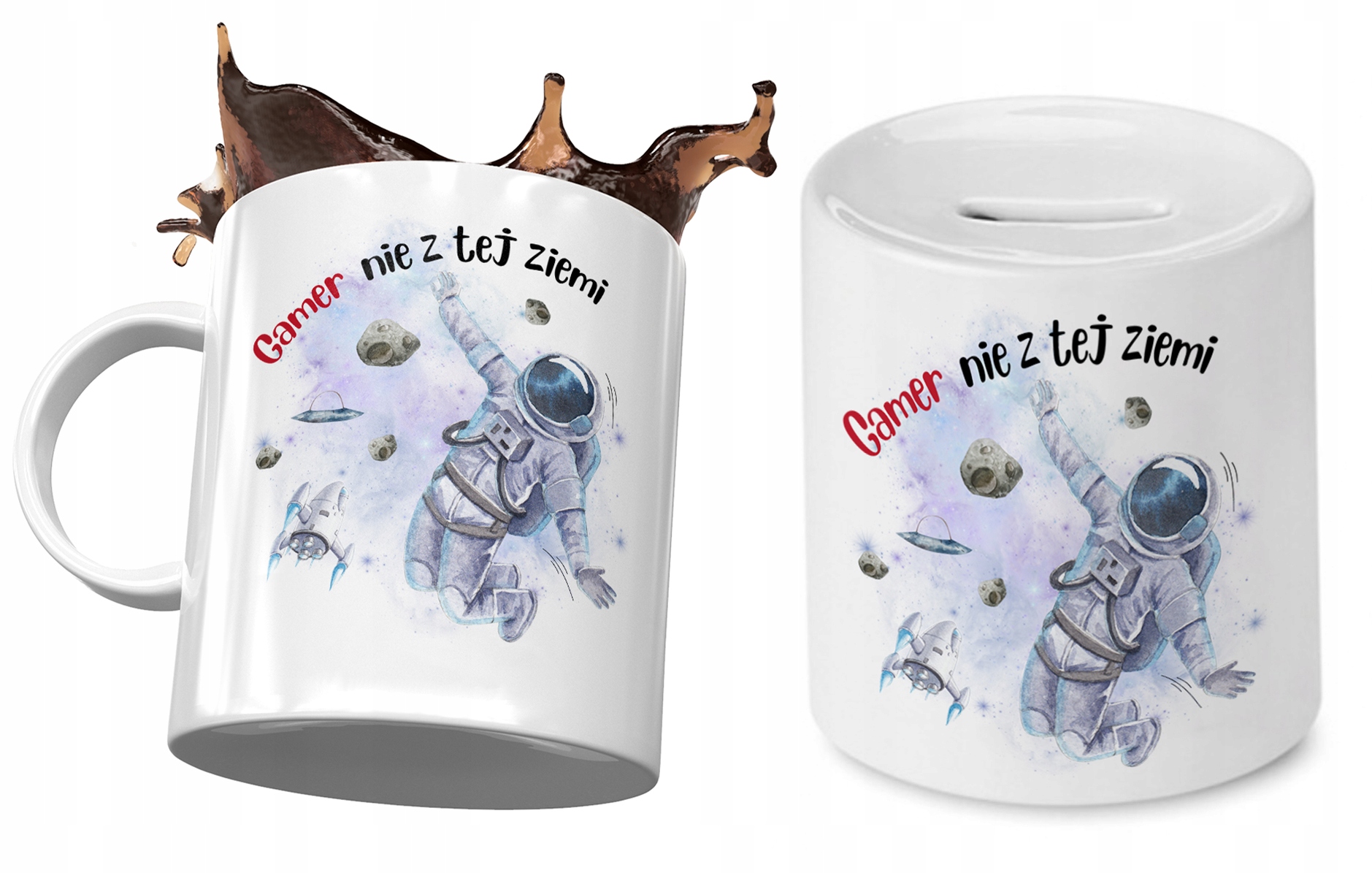 Dla Gamera Zestaw Kubek + Skarbonka Na Prezent Z Nadrukiem Ze Zdjęciem