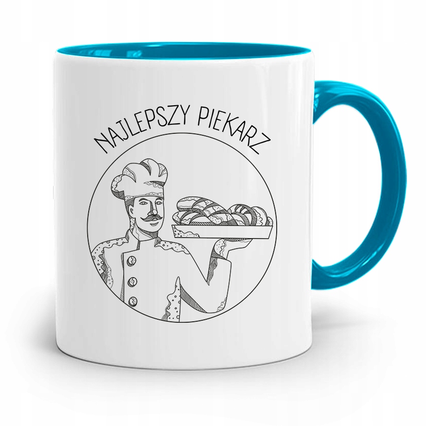 Kubek Błękitny Prezent Dla Najlepszego Piekarza Z Nadrukiem Ze Zdjęciem