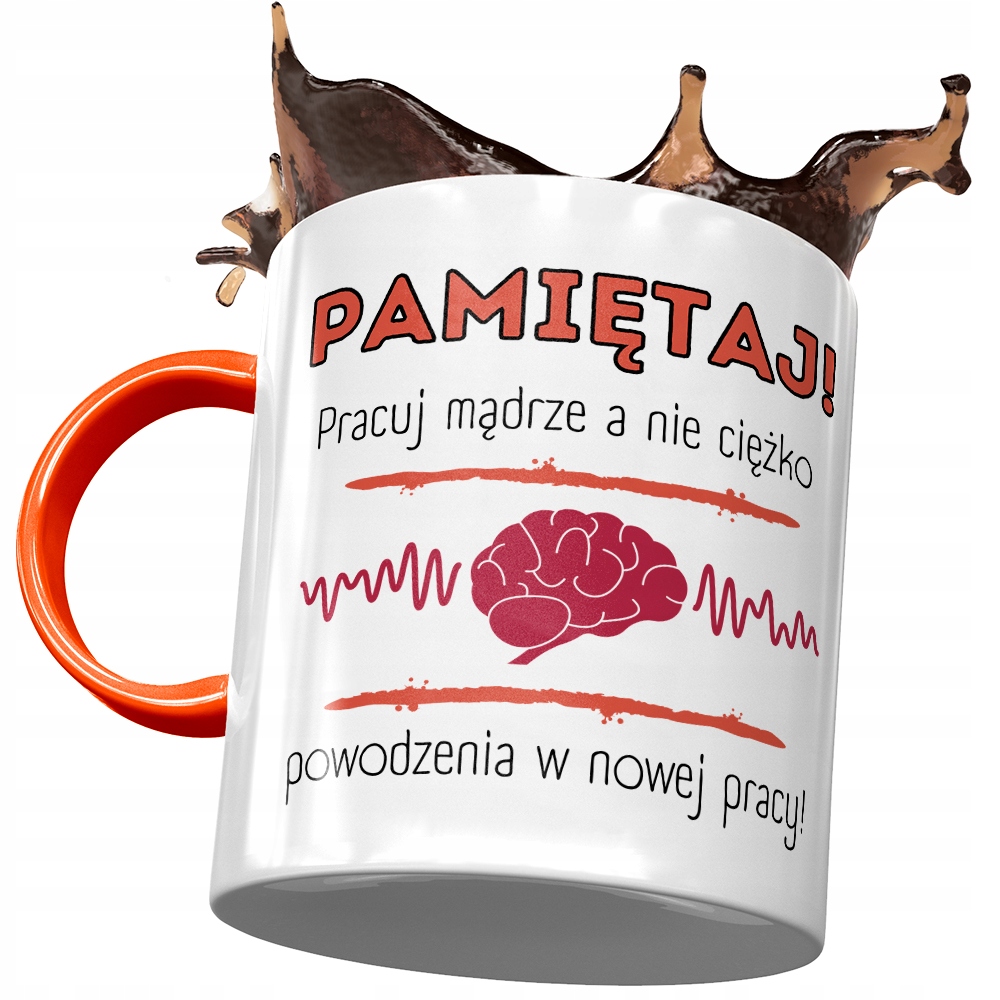 Kubek Pomarańczowy Na Pożegnanie Z Pracy Prezent Z Nadrukiem Ze Zdjęciem