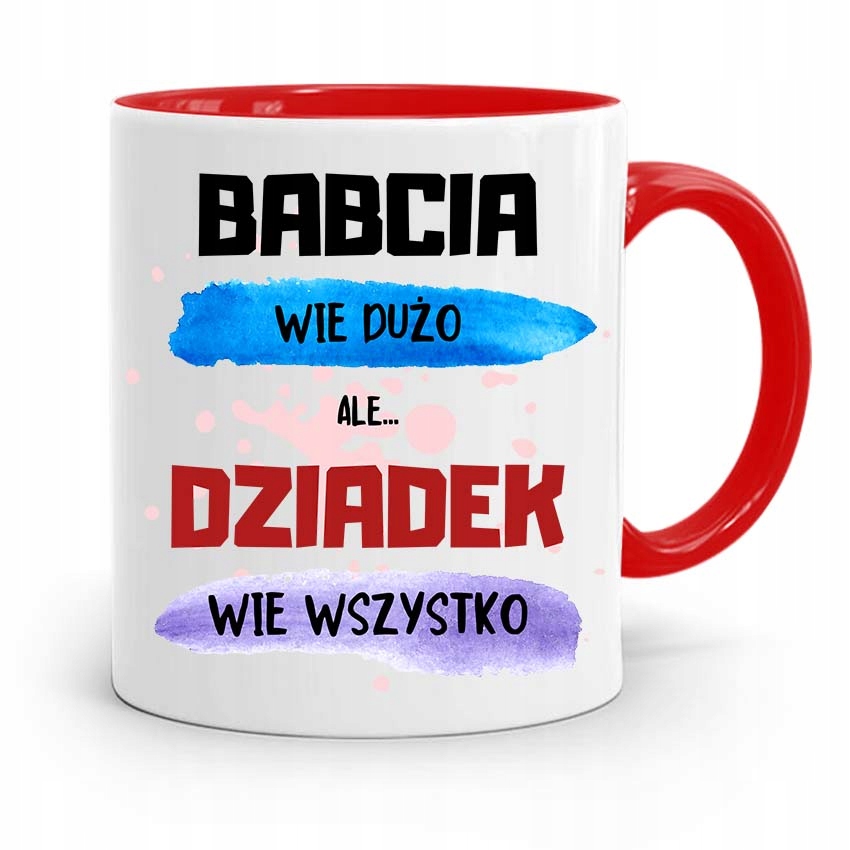 Kubek Czerwony Dla Dziadka Dziadek Wie Wszystko Z Nadrukiem Ze Zdjęciem
