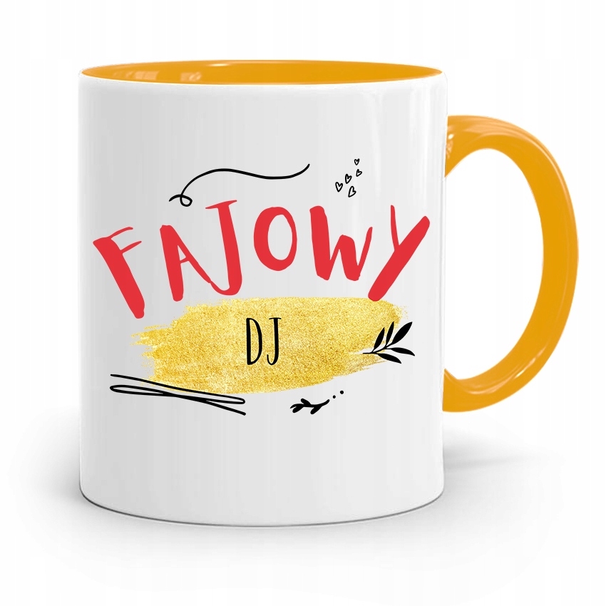 Dla Dja Muzyka Kubek Żółty Fajowy Dj Prezent Z Nadrukiem Ze Zdjęciem