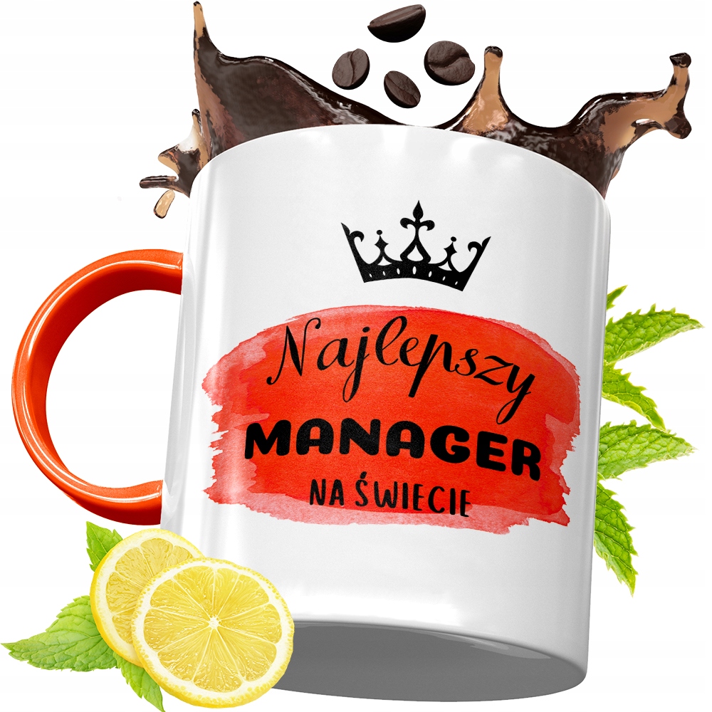 Kubek Pomarańczowy Dla Managera Prezent Z Nadrukiem Ze Zdjęciem