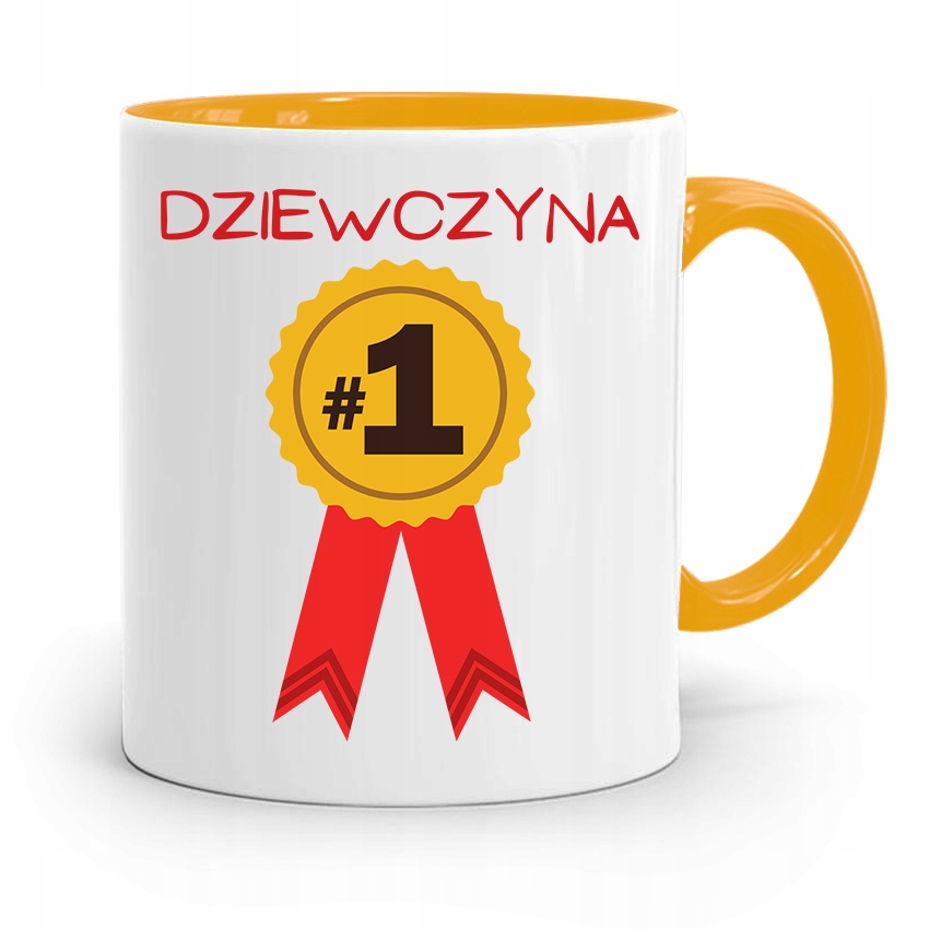 Kubek Żółty Dla Dziewczyny Dziewczyna Numer Jeden Z Nadrukiem Ze Zdjęciem