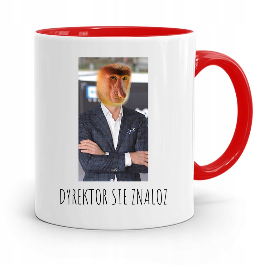 Kubek Czerwony Nosacz Janusz Dyrektor Sie Znaloz Z Nadrukiem Ze Zdjęciem