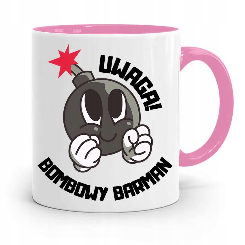 Kubek Różowy Dla Barmana Bombowy Barman Prezent Z Nadrukiem Ze Zdjęciem