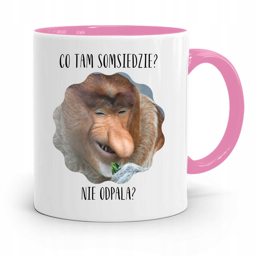 Kubek Różowy Nosacz Janusz Co Tam Somsiedzie? Z Nadrukiem Ze Zdjęciem