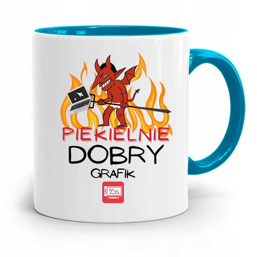 Kubek Błękitny Dla Grafika Piekielnie Dobry Grafik Z Nadrukiem Ze Zdjęciem