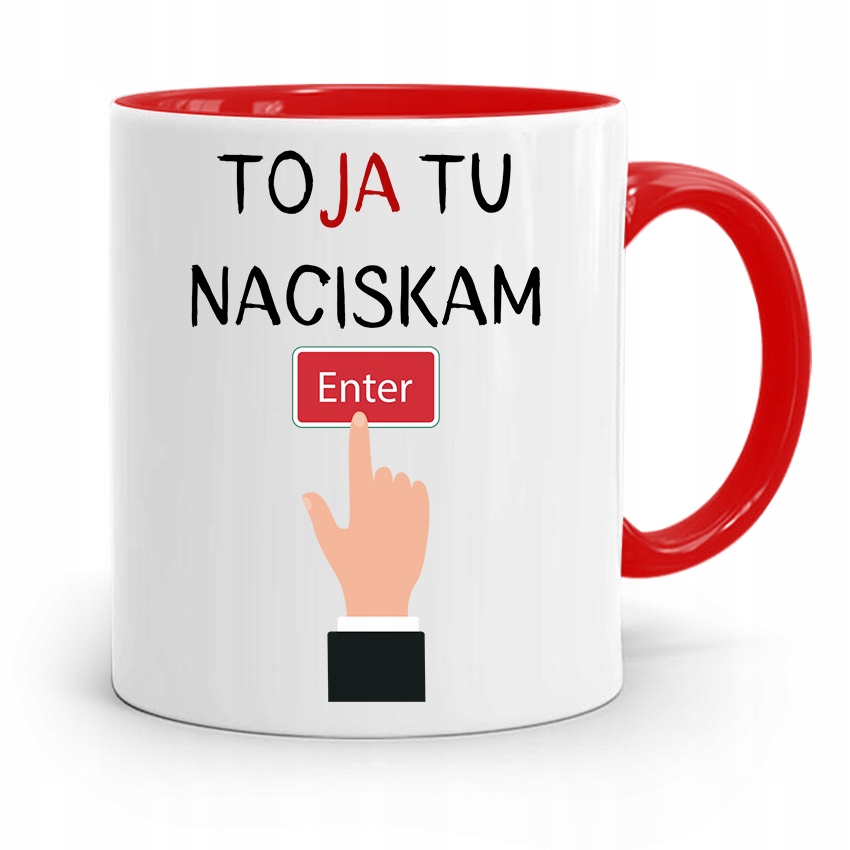 Kubek Czerwony Informatyka Programisty Enter Z Nadrukiem Ze Zdjęciem