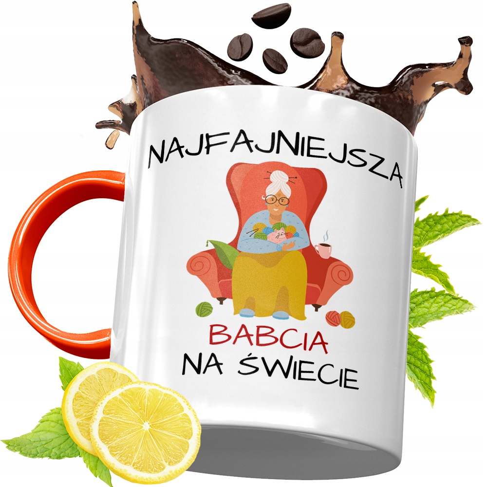 Kubek Pomarańczowy Dla Babci Dzień Babci Prezent Z Nadrukiem Ze Zdjęciem