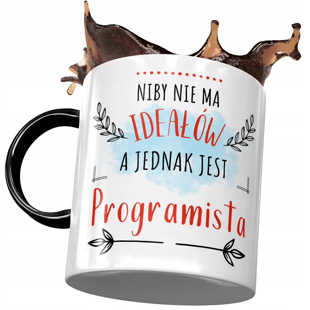 Kubek Czarny Programisty Niby Nie Ma Ideałów Z Nadrukiem Ze Zdjęciem