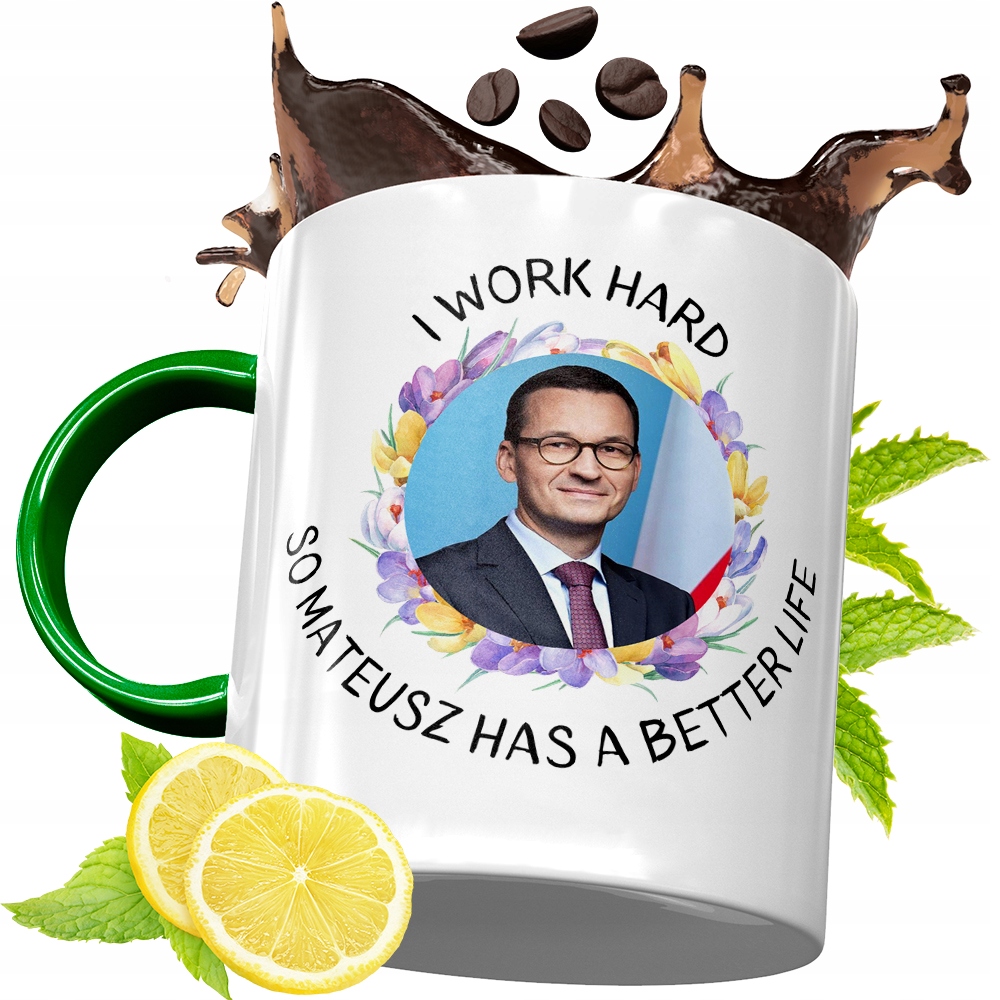 Kubek Zielony Mateusz Morawiecki Na Prezent Z Nadrukiem Ze Zdjęciem
