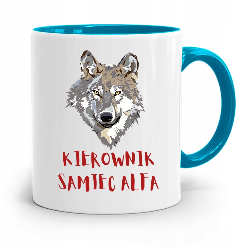 Kubek Błękitny Dla Kierownika Samiec Alfa Z Nadrukiem Ze Zdjęciem