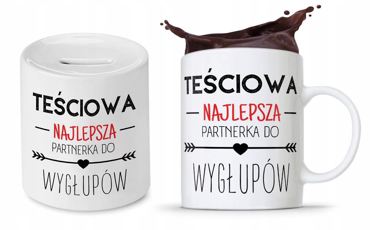 Zestaw Dla Teściowej Mamy Kubek + Skarbonka Z Nadrukiem Ze Zdjęciem
