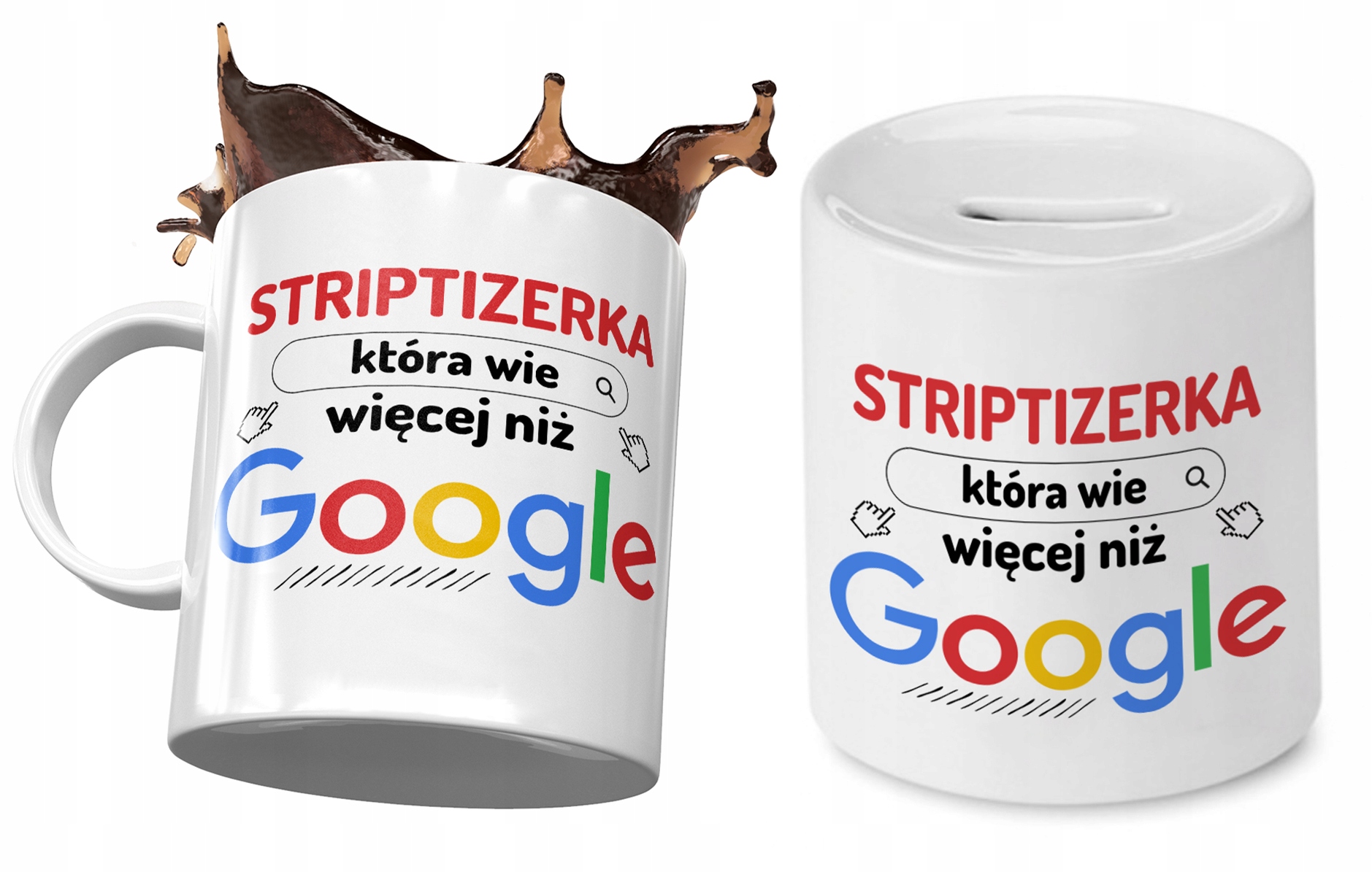 Dla Striptizerki Zestaw Kubek + Skarbonka Prezent Z Nadrukiem Ze Zdjęciem