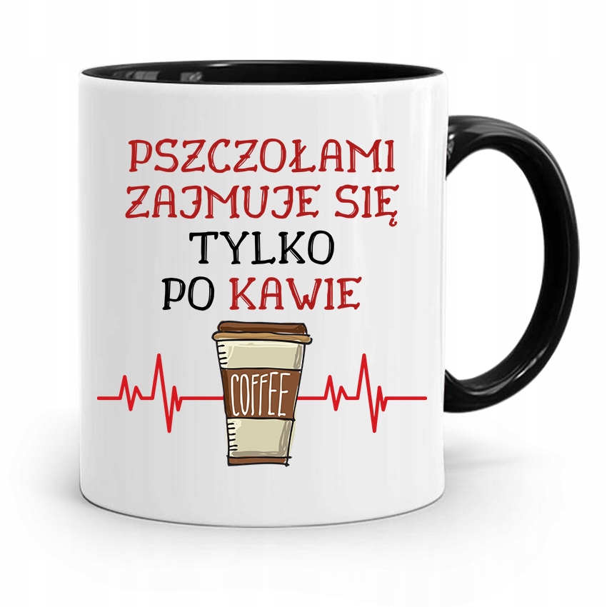Kubek Czarny Dla Pszczelarza Zajmuje Się Po Kawie Z Nadrukiem Ze Zdjęciem