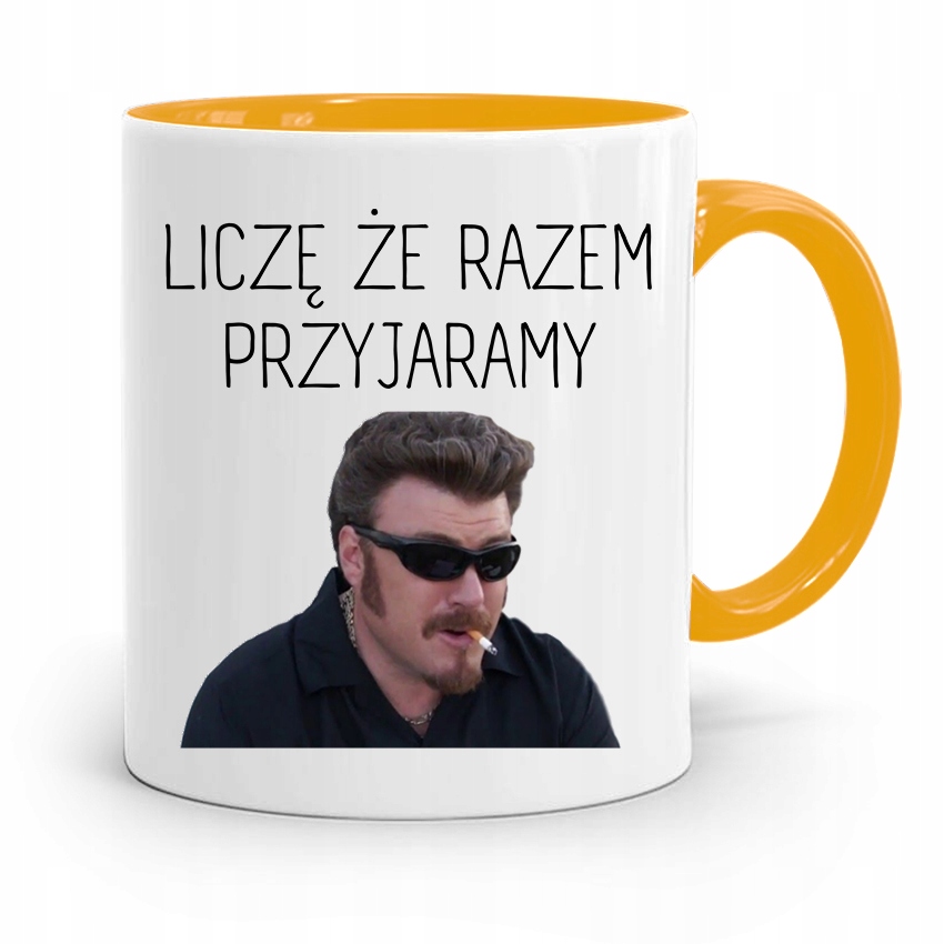 Kubek Żółty Dla Chłopaka Liczę Że Razem Przyjaramy Z Nadrukiem Ze Zdjęciem