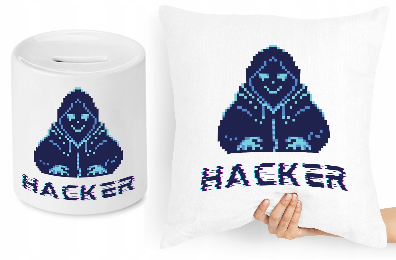 Dla Informatyka Zestaw Poduszka + Skarbonka Z Nadrukiem Ze Zdjęciem