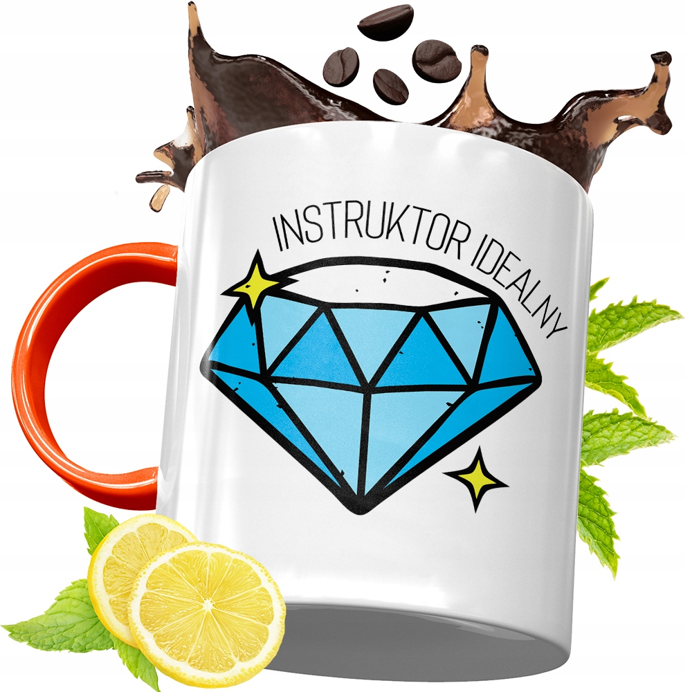 Kubek Pomarańczowy Dla Instruktora Prezent Z Nadrukiem Ze Zdjęciem