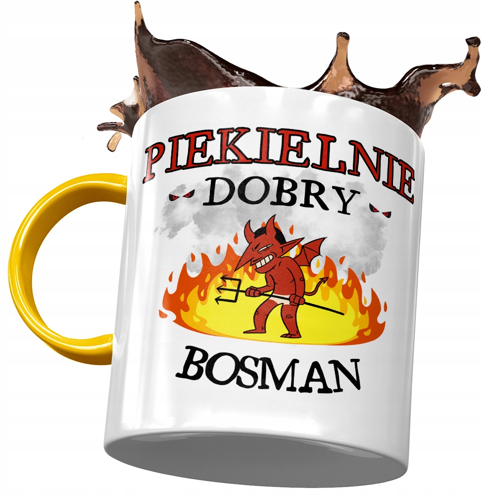 Kubek Żółty Dla Bosmana Piekielnie Dobry Bosman Z Nadrukiem Ze Zdjęciem