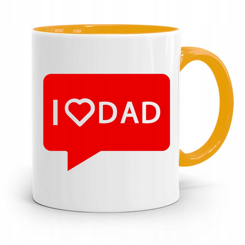 Kubek Żółty Dzień Ojca Dla Taty I Love Dad Prezent Z Nadrukiem Ze Zdjęciem