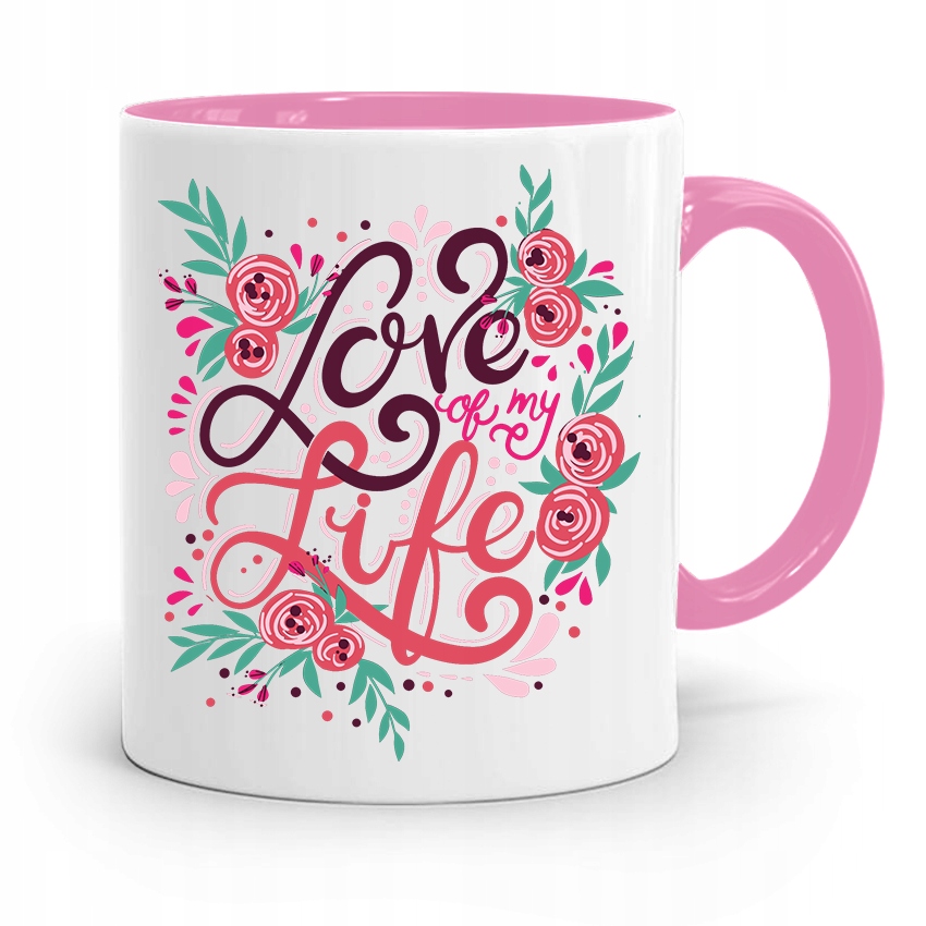 Kubek Różowy Na Walentynki Love Of My Life Z Nadrukiem Ze Zdjęciem