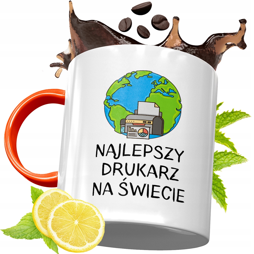 Kubek Pomarańczowy Dla Drukarza Prezent Z Nadrukiem Ze Zdjęciem