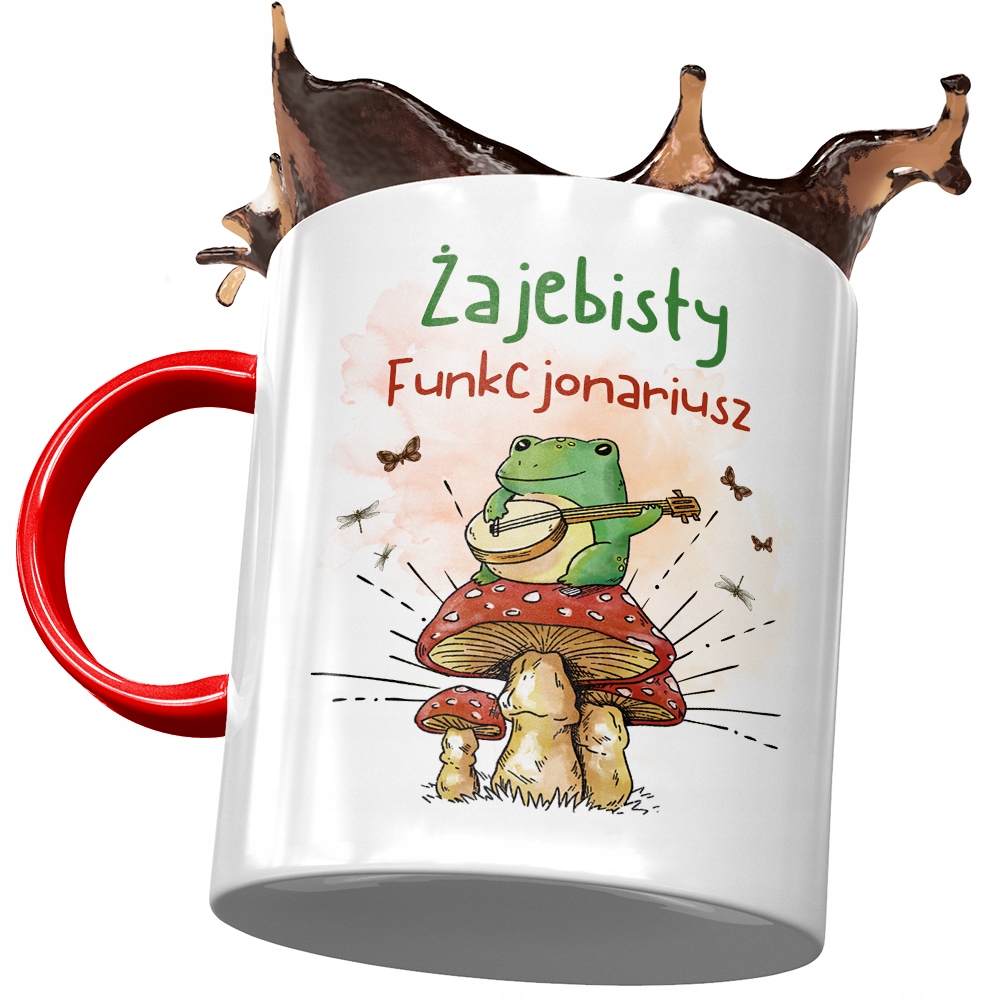 Kubek Czerwony Dla Funkcjonariusza Żajebisty Kubek Z Nadrukiem Ze Zdjęciem