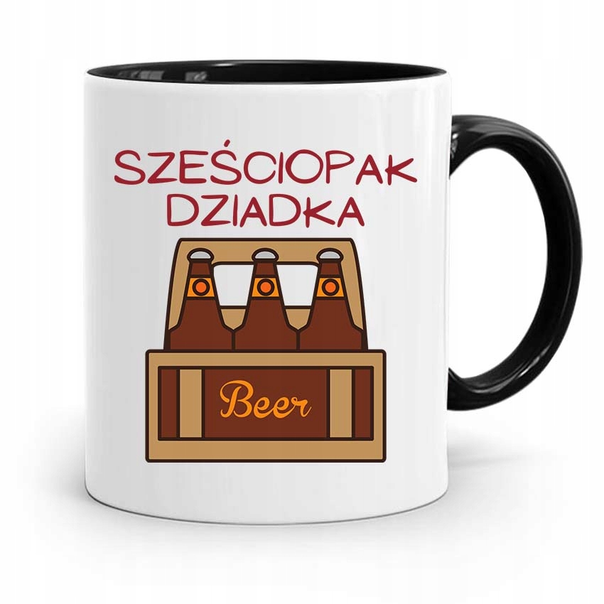 Kubek Czarny Dla Dziadka Sześciopak Dziadka Z Nadrukiem Ze Zdjęciem