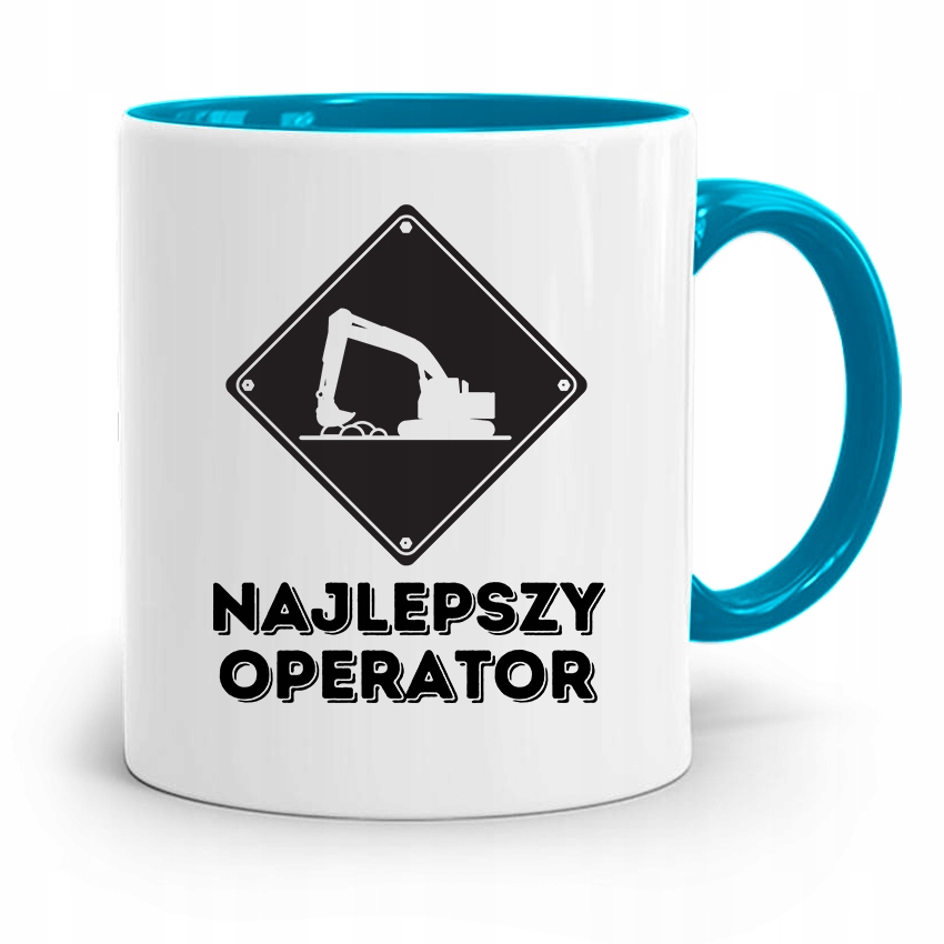 Kubek Błękitny Dla Budowlańca Najlepszy Operator Z Nadrukiem Ze Zdjęciem